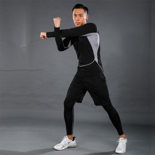 Bộ Quần Áo Dài Tay Legging Nam - Quần Áo Giữ Nhiệt 3 in 1 Đen Có Hình