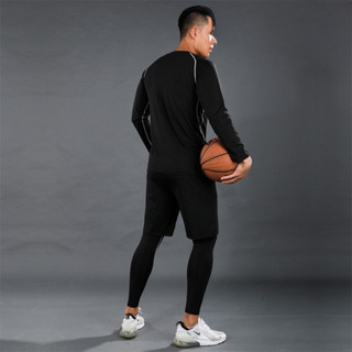 Bộ Quần Áo Dài Tay Legging Nam - Quần Áo Giữ Nhiệt 3 in 1 Đen Có Hình