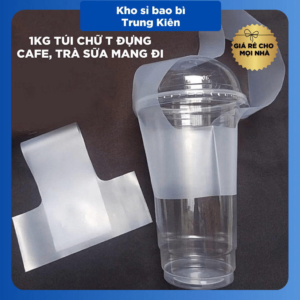 1KG Túi Chữ T Đựng Ly Cafe, Trà Sữa Mang Về, Quai Xách Ly| Tổng kho sỉ ...