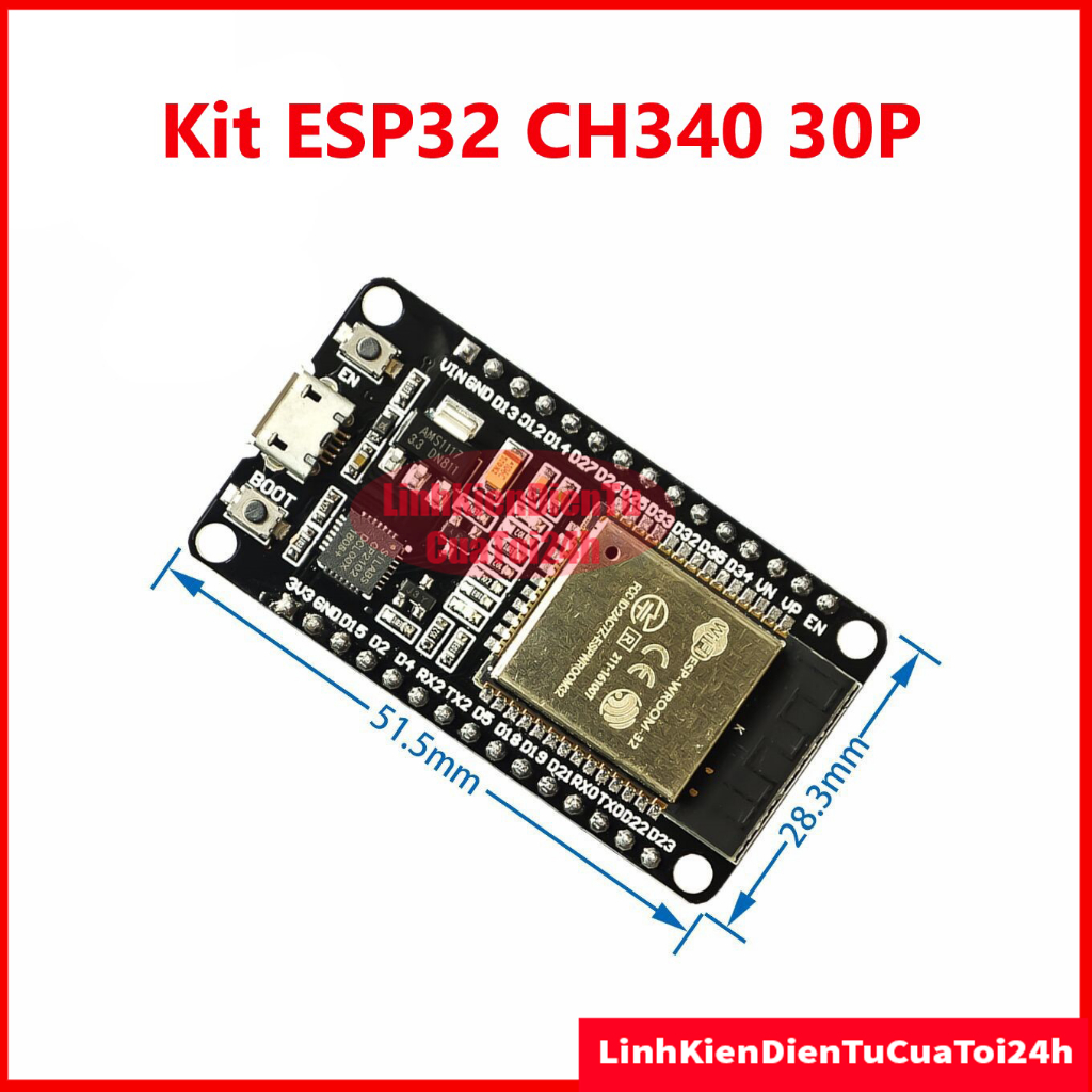 Kit ESP32 CH340 30P Wifi + Bluetooth cổng Type C, Kit ESP32 CP2102 30P ...
