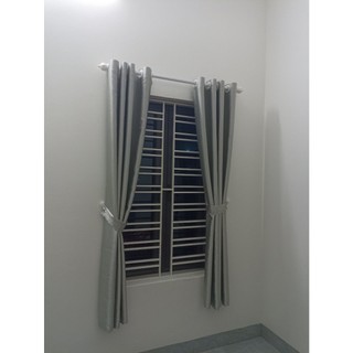 Rèm cửa màu xám bạc, rèm khoen, chống nắng cản sáng 80%, ngăn được hơi máy lạnh, cửa sổ, cửa chính, gác lửng.