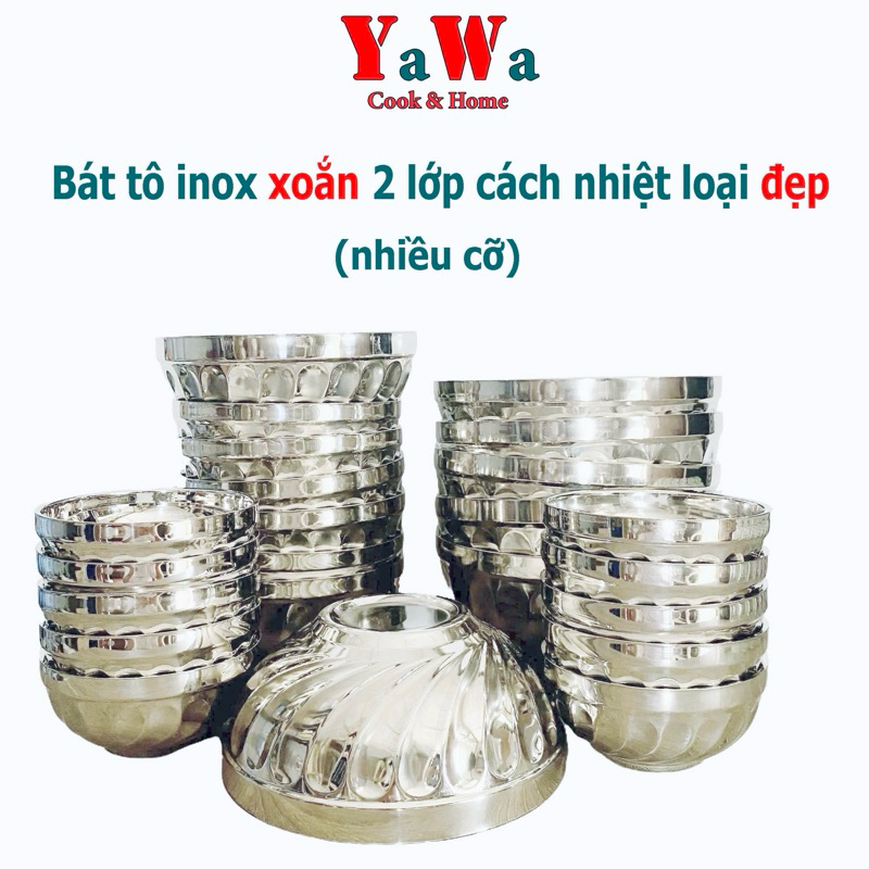 Tô inox xoắn 2 lớp cách nhiệt chống nóng loại đẹp nhiều cỡ | Shopee ...
