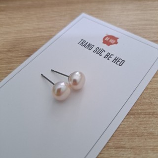Bông tai ngọc nuôi inox không gỉ nụ đẹp 8ly