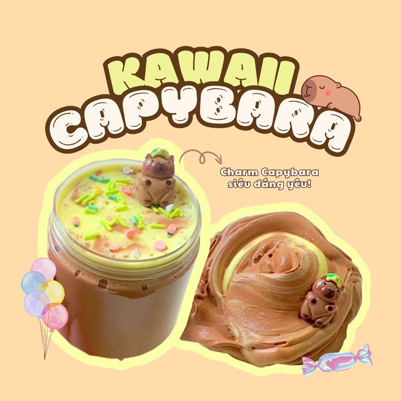 KAWAII CAPYBARA (Butter Slime), slime bơ, slime đất sét, capybara siêu ...