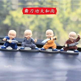 Bộ Tượng Chú Tiểu Hòa Thượng Tứ Không - Phật Phong Thủy Mini 4 Tư Thế, Trang Trí Xe Hơi, Để Bàn