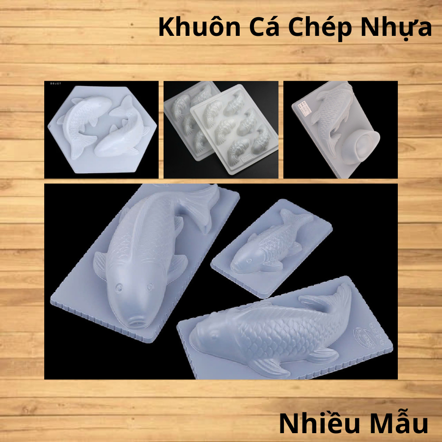 [ĐỦ MẪU]Khuôn hình cá chép nhựa PP trắng an toàn (rau câu, bánh tổ ...