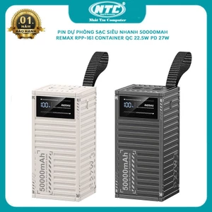Pin Dự Phòng REMAX RPP-161 50000mAh max 27W, TypeC in/out, USB 22.5W, 5 cổng sạc, Thiết kế kiểu Container
