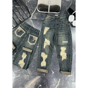 Quần Jean Baggy Nữ Hai Phiên Bản Rách Túi Sau Phối Vải 96 - 97 - 98 - 99