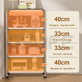 GSlife Kệ Nhà Bếp Có Bánh Xe-Kệ Lò Vi Sóng Đa Năng 60/80cm, Kệ Để Đồ Có Từ