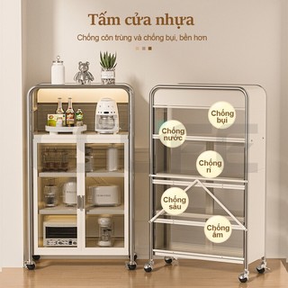 GSlife Kệ Nhà Bếp Có Bánh Xe-Kệ Lò Vi Sóng Đa Năng 60/80cm, Kệ Để Đồ Có Từ