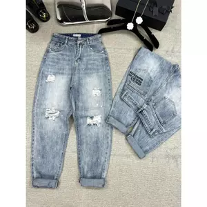 Quần Jean Baggy Nữ Rách Vảy Sơn Túi Thêu 407 - 408