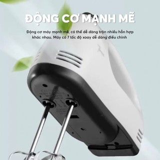 Máy Đánh Trứng Cầm Tay 7 Tốc Độ - Máy Khuấy Đánh Trứng Mini Đa Năng - Động Cơ Lõi Đồng Mạnh Mẽ