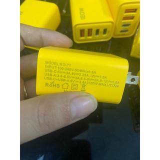 Bộ sạc 120W 4 Cổng, dây sạc bọc dù 4 trong 1 65W, dây 3 đầu, Sạc nhanh, AN Toàn