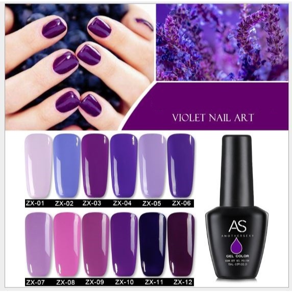 AS tím purple series, sơn gel ZX chai 15ml