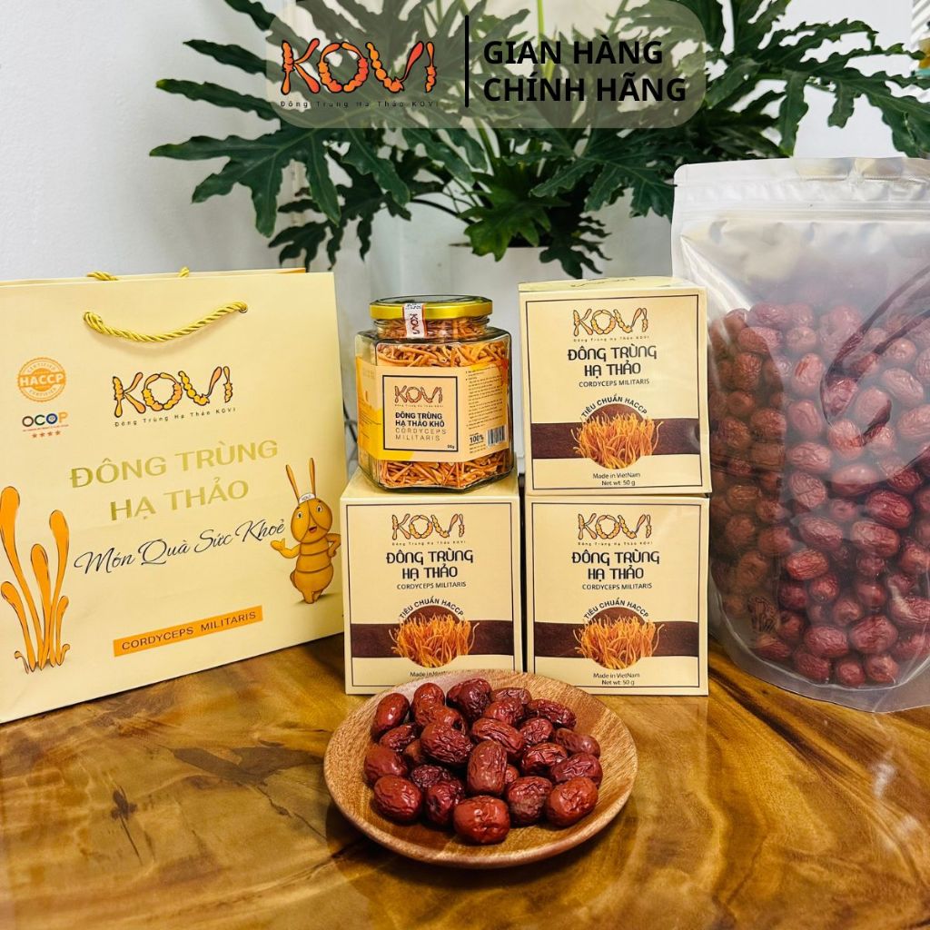 Táo đỏ KOVI chín sấy khô, nguyên liệu phù hợp với Đông trùng hạ thảo, chưng yến, hầm canh, pha trà