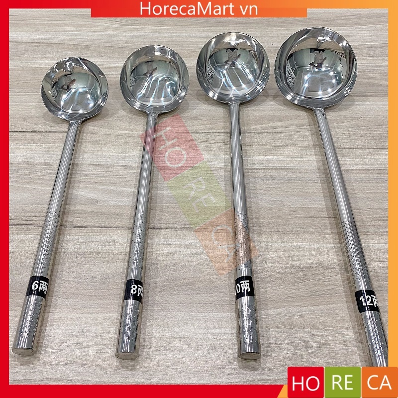 Vá thợ xào cán inox dài φ12*47, φ13*50, φ14*53, φ15*54cm, dùng xào mì ...