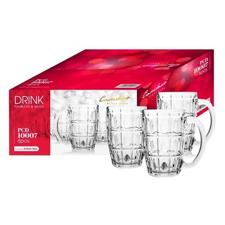 Bộ 6 Ly Thủy Tinh Uống Bia Có Quai PCD10007 375ML – HHome