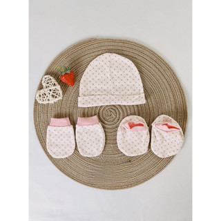 Set mũ bao tay chân Sunnozy cotton mềm mại cho bé từ 0-3 tháng