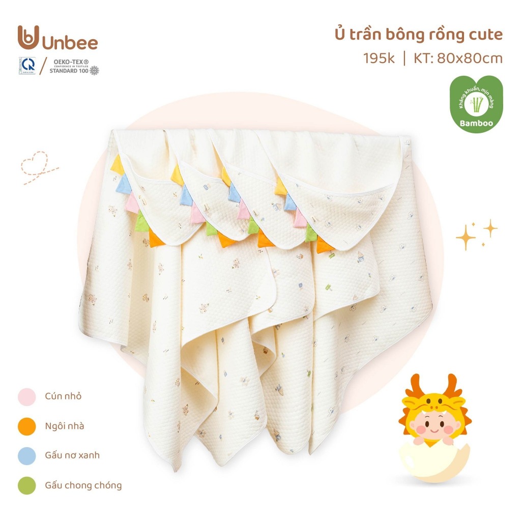 Ủ Xô Trần Bông Unbee Kích Thước 80 * 80 cm Dày Dặn Thấm Hút Mồ Hôi