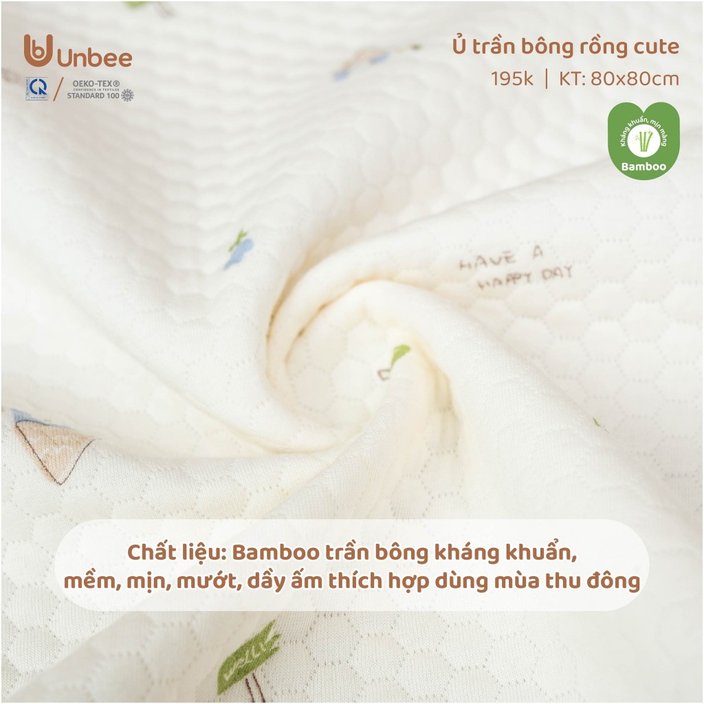 Ủ Xô Trần Bông Unbee Kích Thước 80 * 80 cm Dày Dặn Thấm Hút Mồ Hôi