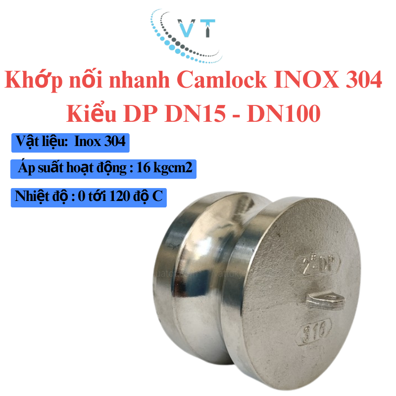 Khớp nối nhanh Camlock INOX 304 Kiểu DP DN40- DN100