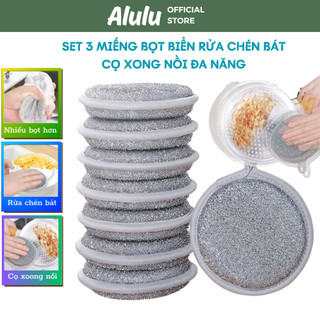 Miếng Bọt Biển Rửa Chén - Set 3 Miếng 3 Lớp Cọ Xoong Nồi Giẻ Rửa Bát Đĩa Đa Năng Siêu Tạo Bọt - Kho Sỉ Gia Dụng Alulu