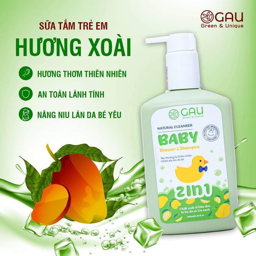 Sữa tắm BÉ An Lành Hoàn toàn Tự nhiên hương Xoài thơm ngọt, Dịu êm Chính hãng GAU dung tích 250ml