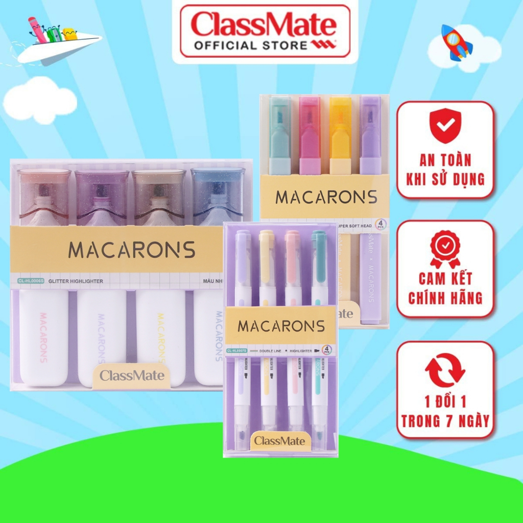 Bút Highlight Classmate Bút Nhớ Đa Năng 2 Đầu Viết Calligraphy, Đầu Bút Siêu Mềm Trang Trí Sổ Vở CL-HL0005S/6S/7S