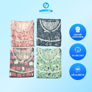 Bộ Sau Sinh Cho Mẹ Chất Thô Lụa Mềm Có Khóa Mở Ngực | Minizon Kids