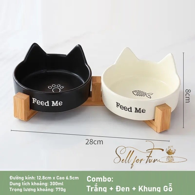 Tô Sứ Bát Sứ Cho Thú Cưng Và Khung gỗ
