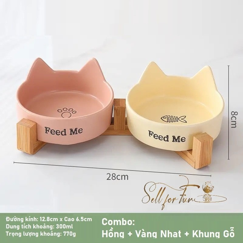 Tô Sứ Bát Sứ Cho Thú Cưng Và Khung gỗ