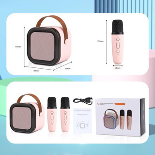 Loa Bluetooth Máy Karaoke Mini K12 Có 1 Micrô Không Dây, Loa Wirrless Di Động Có Đèn Tiệc Quà Tặng Sinh Nhật