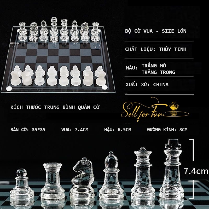 Bộ Cờ Vua Thủy Tinh Đồ Chơi Bàn Cờ Vua Cao Cấp Glass Chess