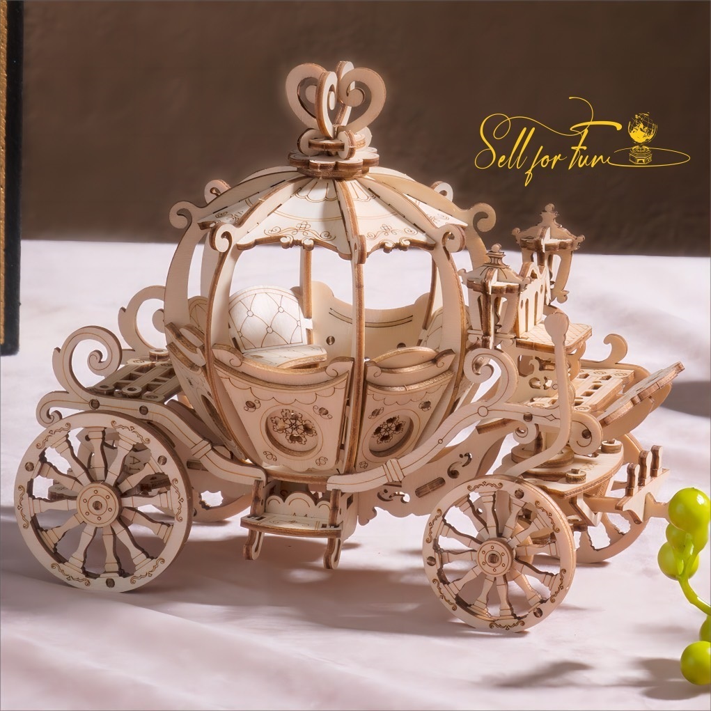 Đồ Chơi Lắp Ráp Mô Hình Gỗ 3D ROBOTIME Xe Bí Ngô ROLIFE Pumpkin Cart TG302