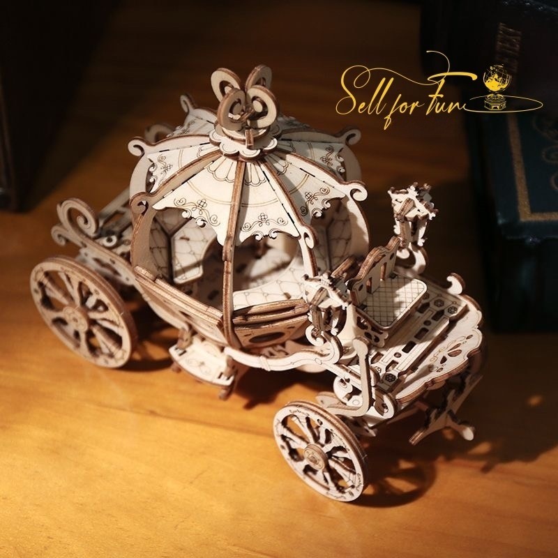 Đồ Chơi Lắp Ráp Mô Hình Gỗ 3D ROBOTIME Xe Bí Ngô ROLIFE Pumpkin Cart TG302