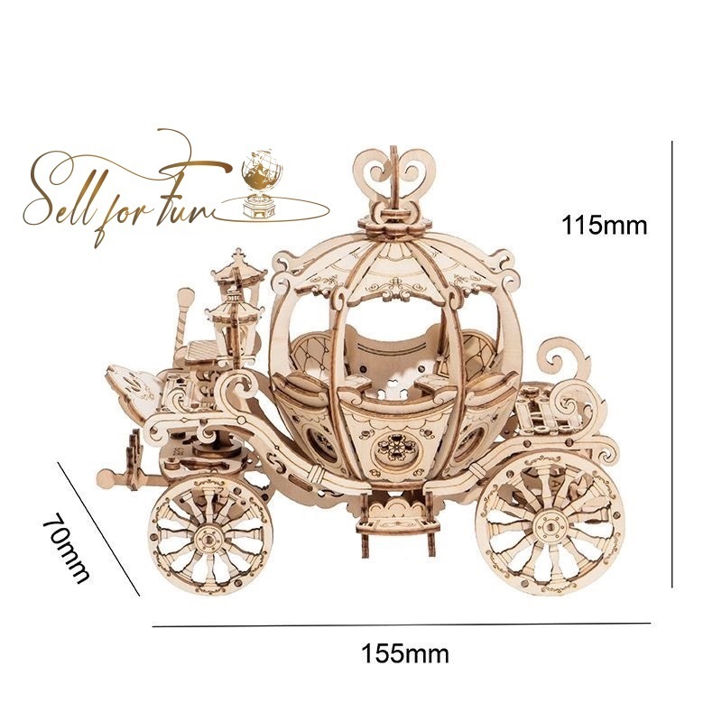 Đồ Chơi Lắp Ráp Mô Hình Gỗ 3D ROBOTIME Xe Bí Ngô ROLIFE Pumpkin Cart TG302