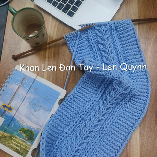 Khăn Len đan tay kiểu vặn thừng bông lúa độc lạ - Quà tặng handmade