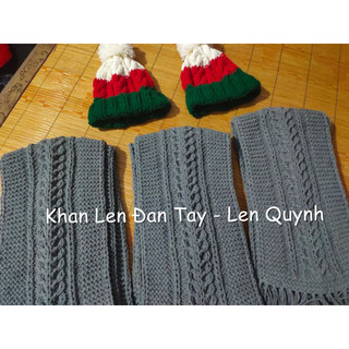 Khăn Len đan tay kiểu vặn thừng bông lúa độc lạ - Quà tặng handmade
