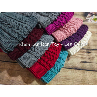 Khăn Len đan tay kiểu vặn thừng bông lúa độc lạ - Quà tặng handmade