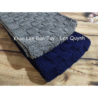 Khăn len đan tay kiểu ô vuông - Chất len milk cotton 125g -  Quà tặng handmade