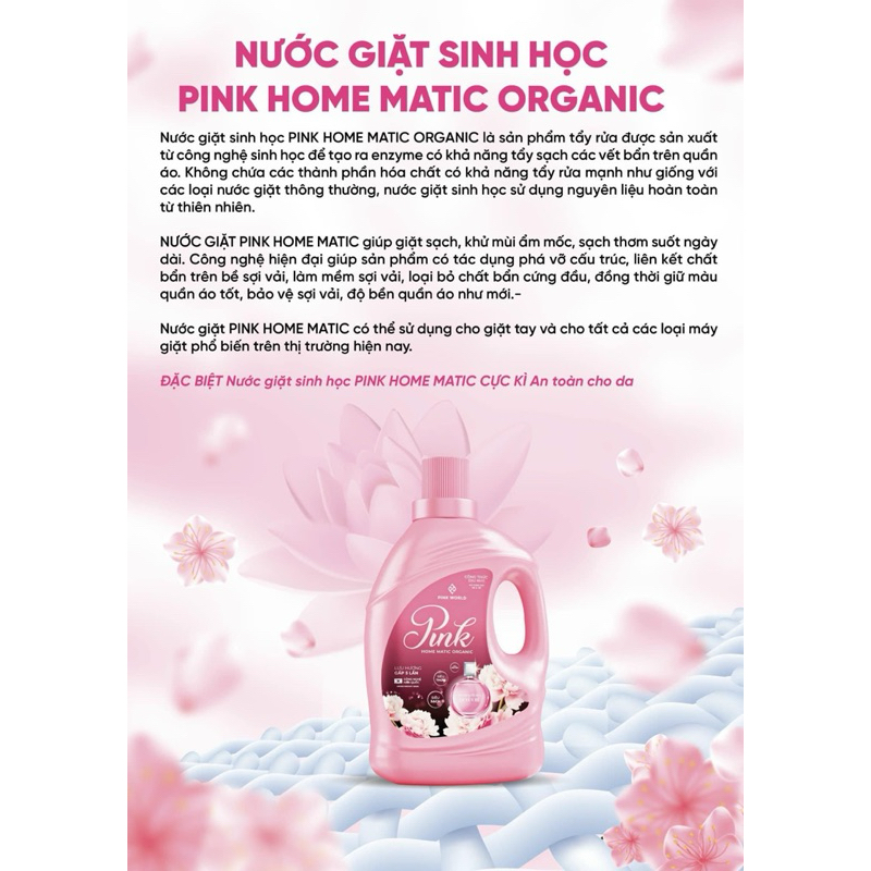 NƯỚC GIẶT SINH HỌC PINK HOME MATIC ORGANIC (Can to 3,6 lít)