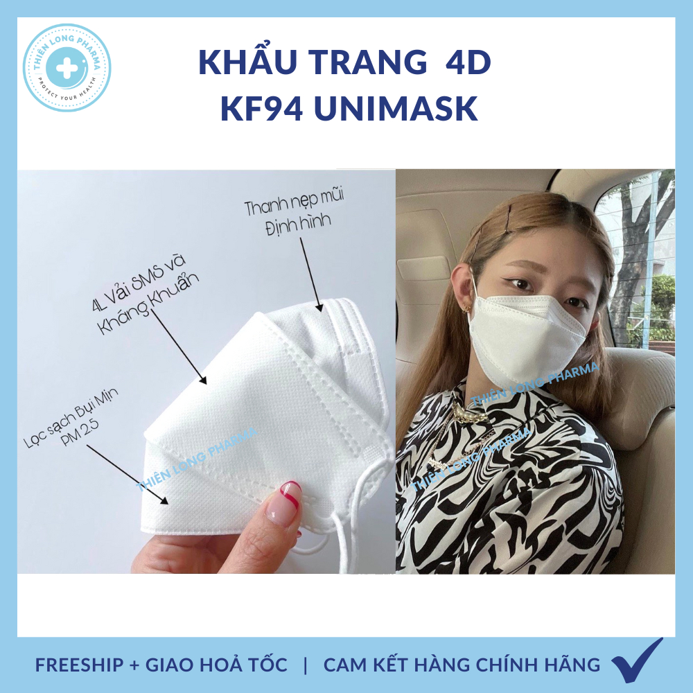 [Thùng 300 Cái] Khẩu trang 4 Lớp KF94 UNI MASK Chống Bụi Mịn, Kháng khuẩn hàng Cao Cấp Chính Hãng