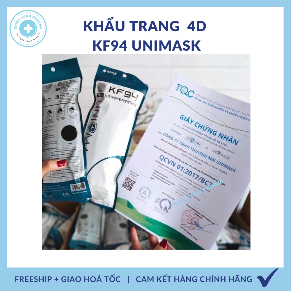 [Thùng 300 Cái] Khẩu trang 4 Lớp KF94 UNI MASK Chống Bụi Mịn, Kháng khuẩn hàng Cao Cấp Chính Hãng