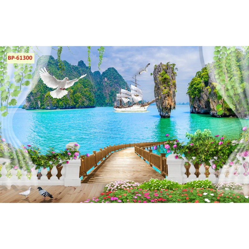 Tranh Thuận Buồm Xuôi Gió vải lụa kim sa trang trí phòng, nhà cửa....
