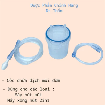 Cốc Đựng Dịch Mũi Đờm dùng cho các loại máy hút mũi, máy xông hút 2in1; combo 5 đầu hút dịch mũi đờm.