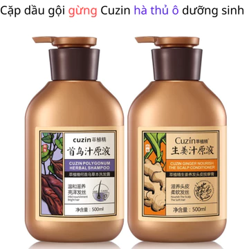 Combo Cặp Dầu Gội Xả Gừng Cuzin Hà Thủ Ô 500Ml Dầu Gội Gừng Hồng,Gừng Xanh, Chăm Sóc Phục Hồi Mềm Mượt Tự Nhiên