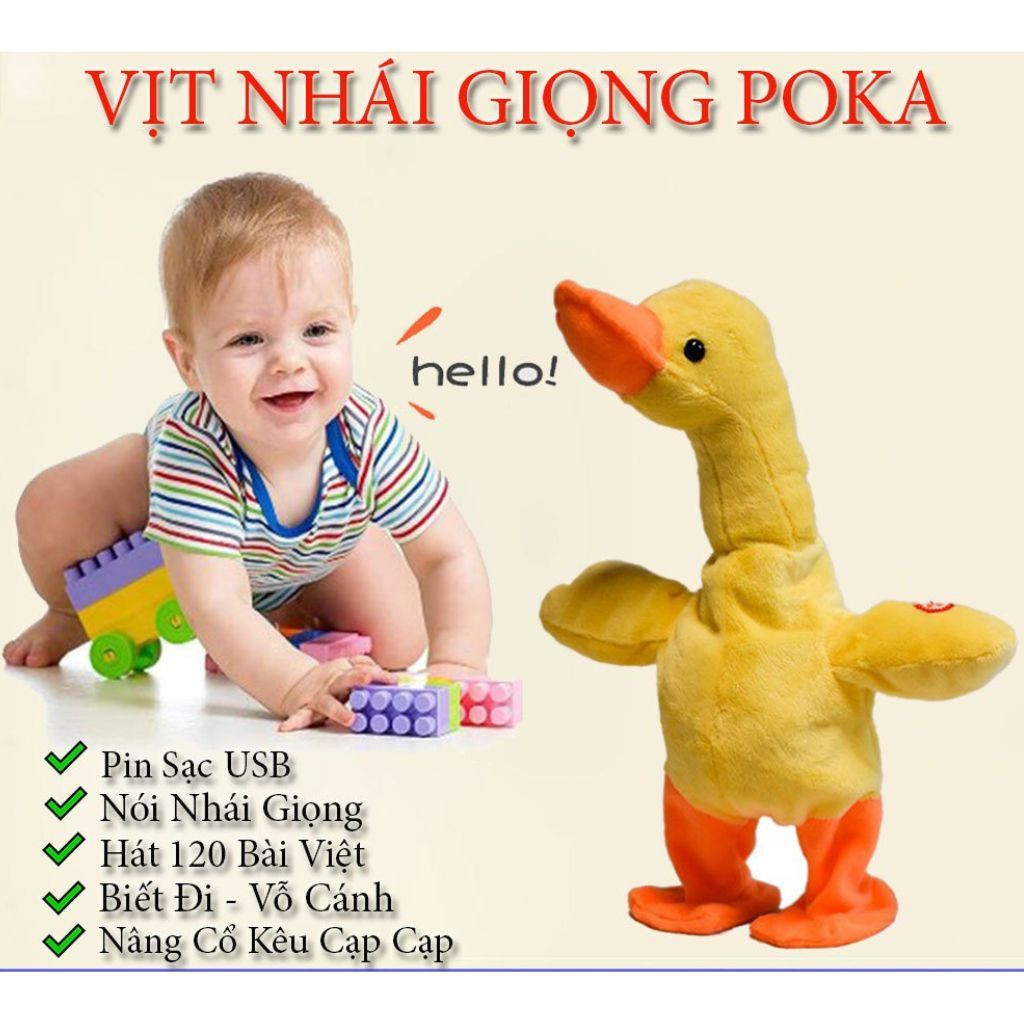 Vịt Nhại Giọng Con Vịt Biết Nói Đồ Chơi Con Vịt Vịt Cute Vịt Bông Nhại Giọng Vịt Poka Nhại Tiếng Nói - Đồ Chơi PUKAPI