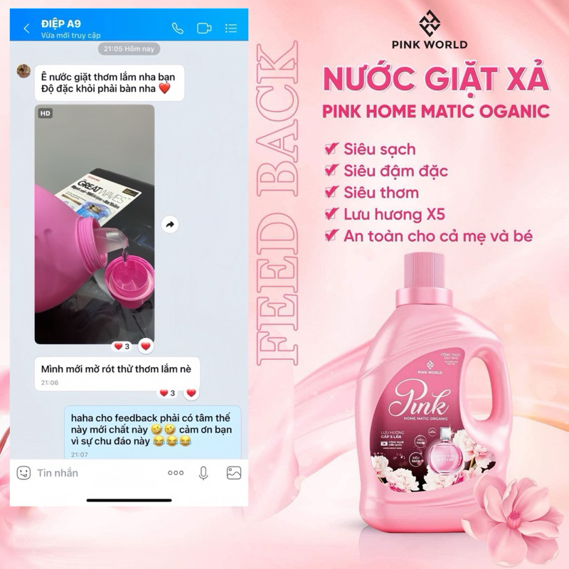 NƯỚC GIẶT SINH HỌC PINK HOME MATIC ORGANIC (Can to 3,6 lít)