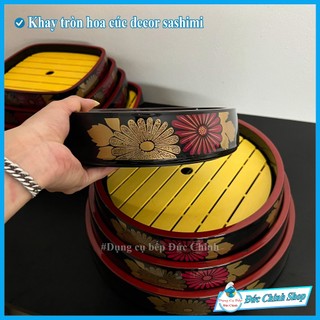 Tròn hoa cúc, khay decor sashimi, khay decor trang trí bàn ăn