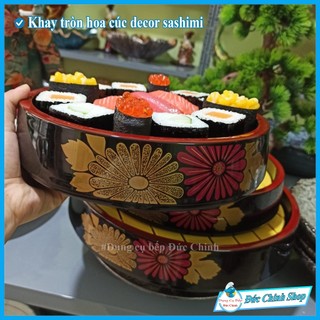 Tròn hoa cúc, khay decor sashimi, khay decor trang trí bàn ăn